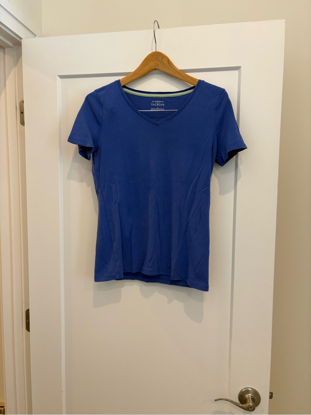 Talbots Women's Short Sleeve V-Neck Tee in Royal Blue